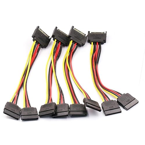 DaFuRui 4pcs SATA Power Splitter Cable,15 Pin Male to 15 Pin Dual Female Power Cable 8 Inches