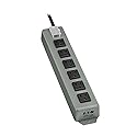 Eaton Tripp Lite Series 6-Outlet Heavy Duty Power Strip, Metal, Mountable (Wall Mount & Under Desk), 6ft Extension Cord, On/Off Switch Cover