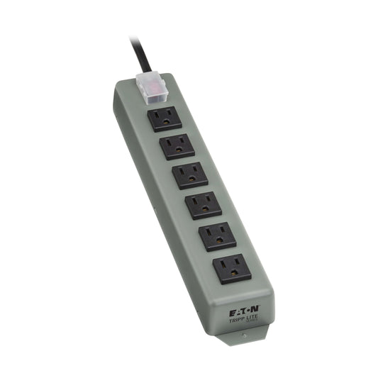 Eaton Tripp Lite Series 6-Outlet Heavy Duty Power Strip, Metal, Mountable (Wall Mount & Under Desk), 6ft Extension Cord, On/Off Switch Cover