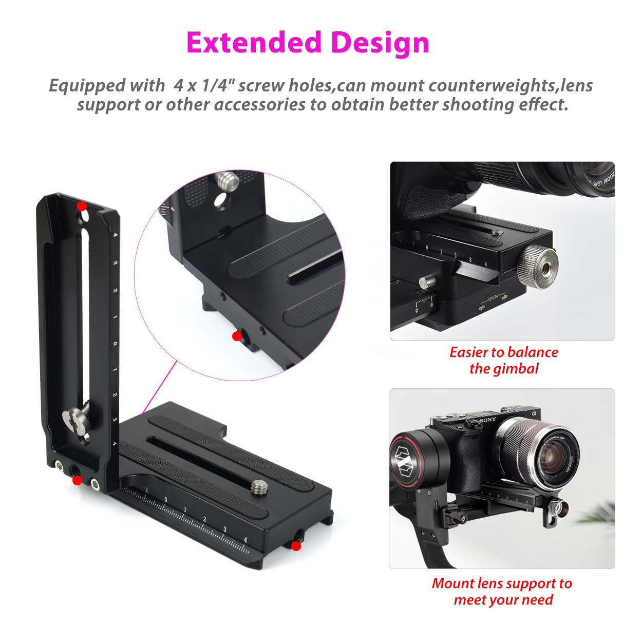 Akeipho L Bracket Vertical Mount Quick Release Plate for DJI Ronin RSC2 / RS2/ RS3 / S, Zhiyun Weebill S Gimbal, DSLR Camera, Tripod, Monopod