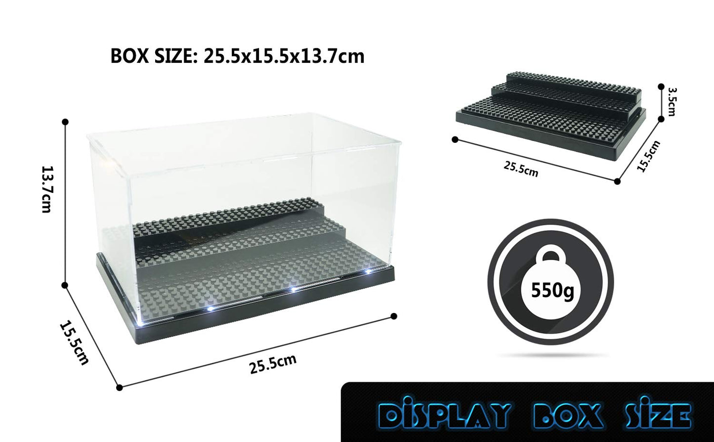 Display Case for Minifigure Action Figures Blocks, Display Box Storage for Lego Minifigures, Fit for Lego Lovers,Black