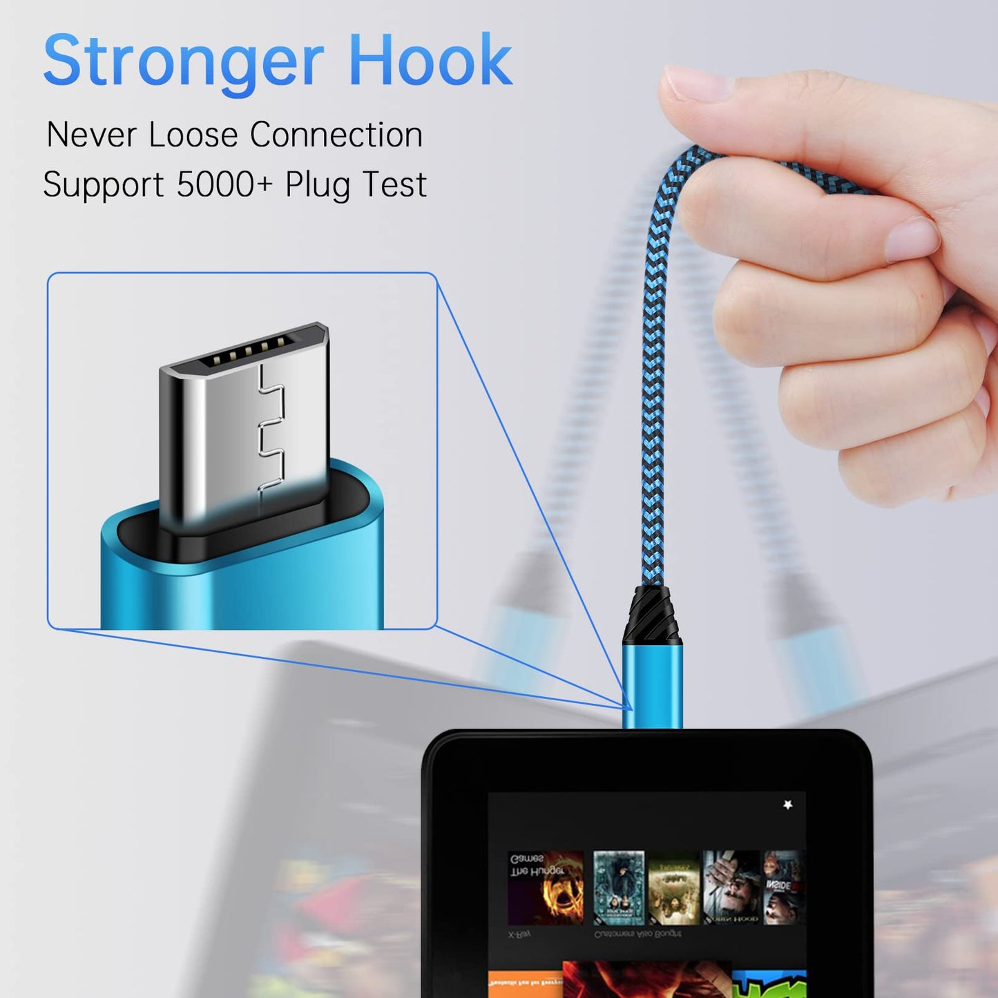Android Phone Charger Cord Long Micro USB Charging Cable Data Transfer Fast Charging for Samsung Galaxy J8 J7 J6 J5 J4 J3 S7 S6,Moto E E5 E4