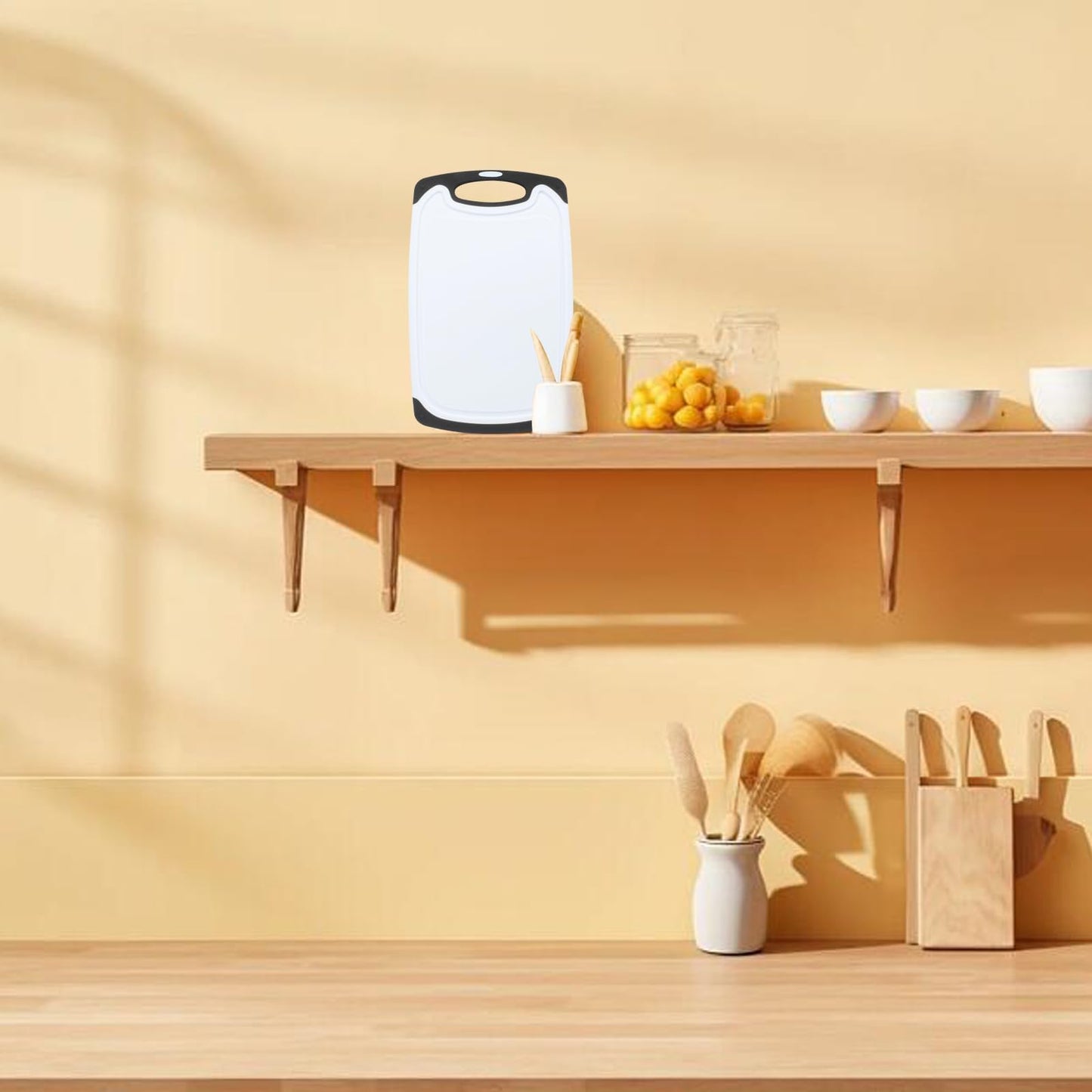 5.9X9.8 inch High-Density Plastic Mini Cutting Board with Built-In Handle - Easy to Clean, Non-Slip Chopping Board for Kitchen - BPA-Free Small…