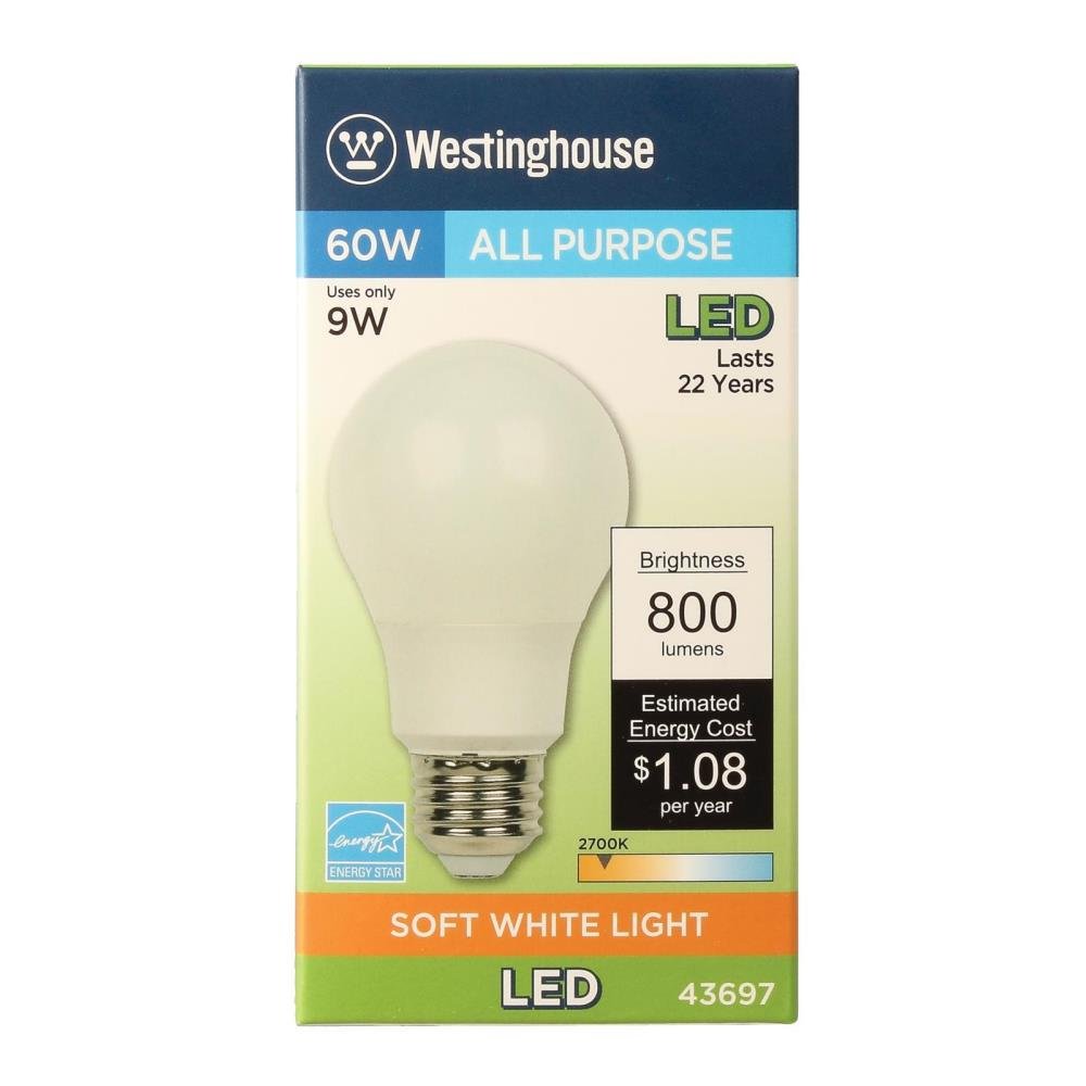Westinghouse 4369700 60-Watt Equivalent Omni A19 Soft White LED Light Bulb with Medium Base (6 Pack)