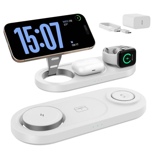2026 "Mdrndock Magnetic 3 in 1 Charging Station Apple,Foldable Wireless Charger Stand for Mag-Safe for iPhone 17/16/15/14/13/12/Pro