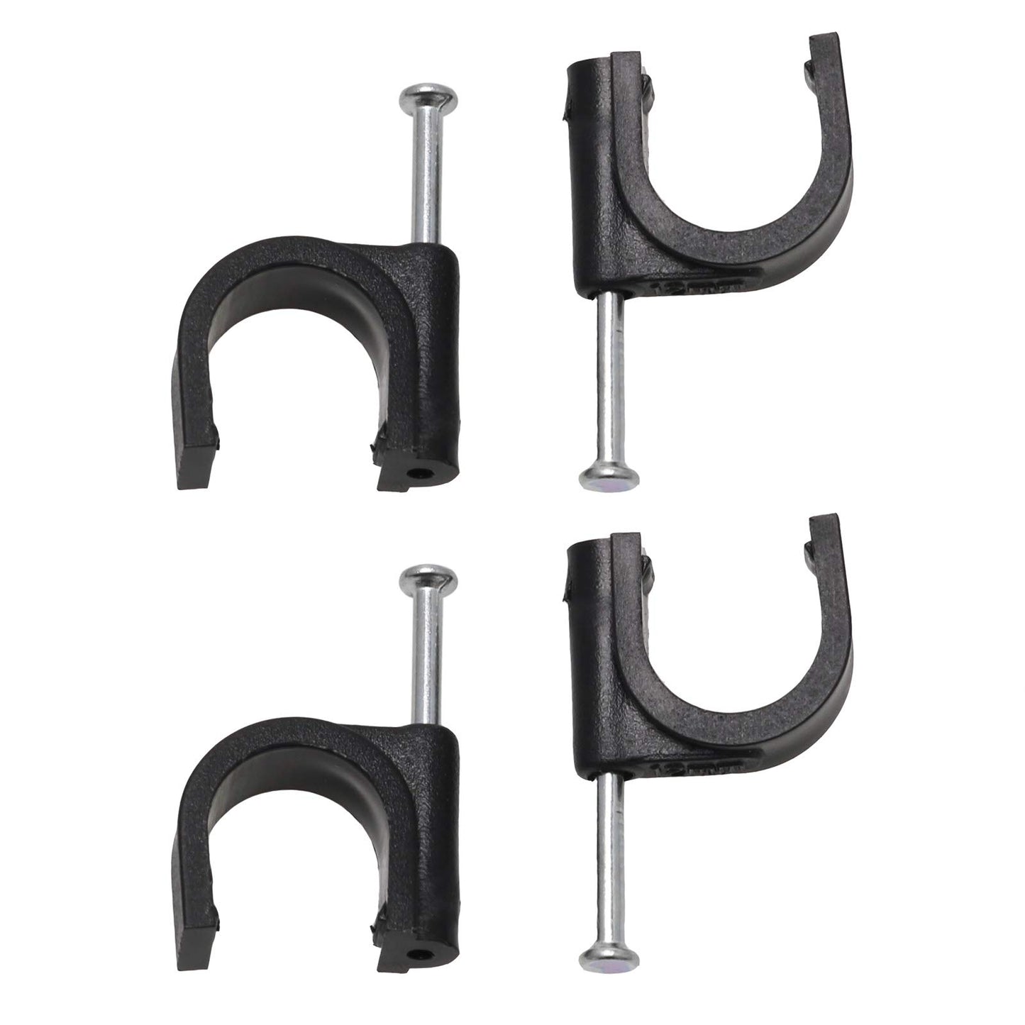 HJ Garden 50pcs Half Clamp J-Hook with Nail For Pex Tubing Pipe Support Round Cable Fixing Tie, Black