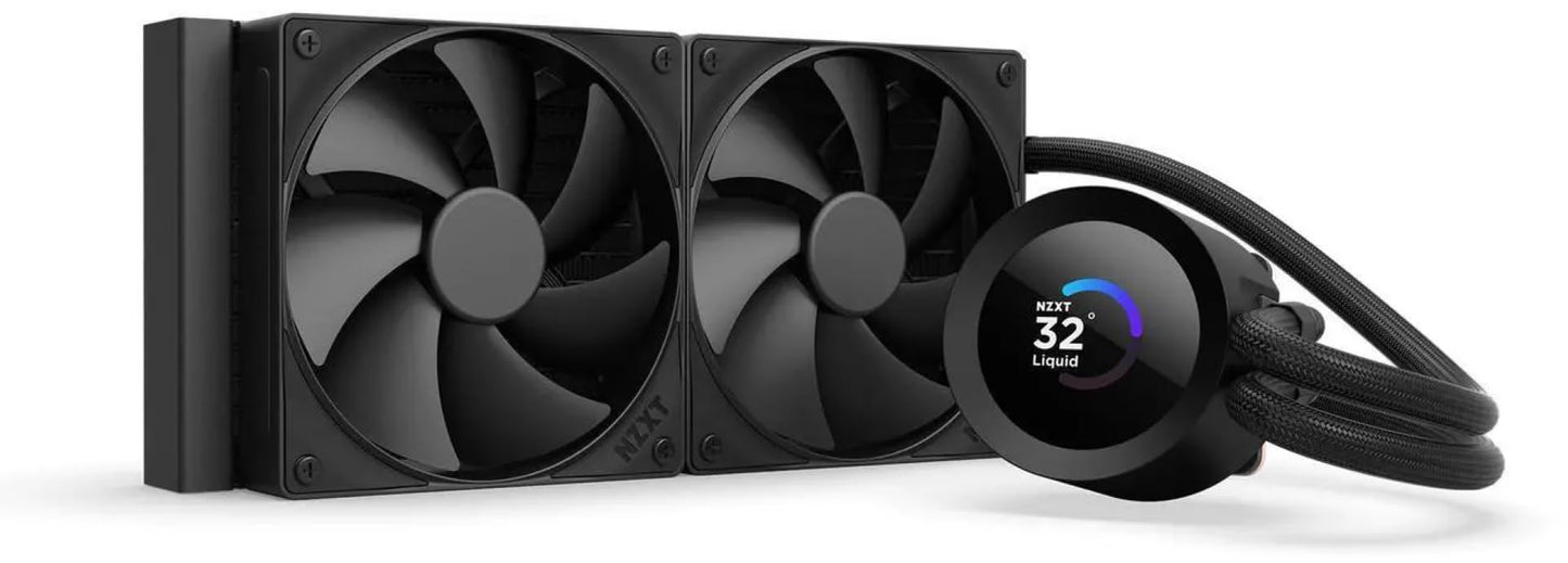 NZXT Kraken Plus 240 - AIO CPU Liquid Cooler - 240mm Radiator - 2 x F120P Fans - Customizable 1.54" Square LCD - AMD® AM5, AM4 - Intel® LGA 1851/1700