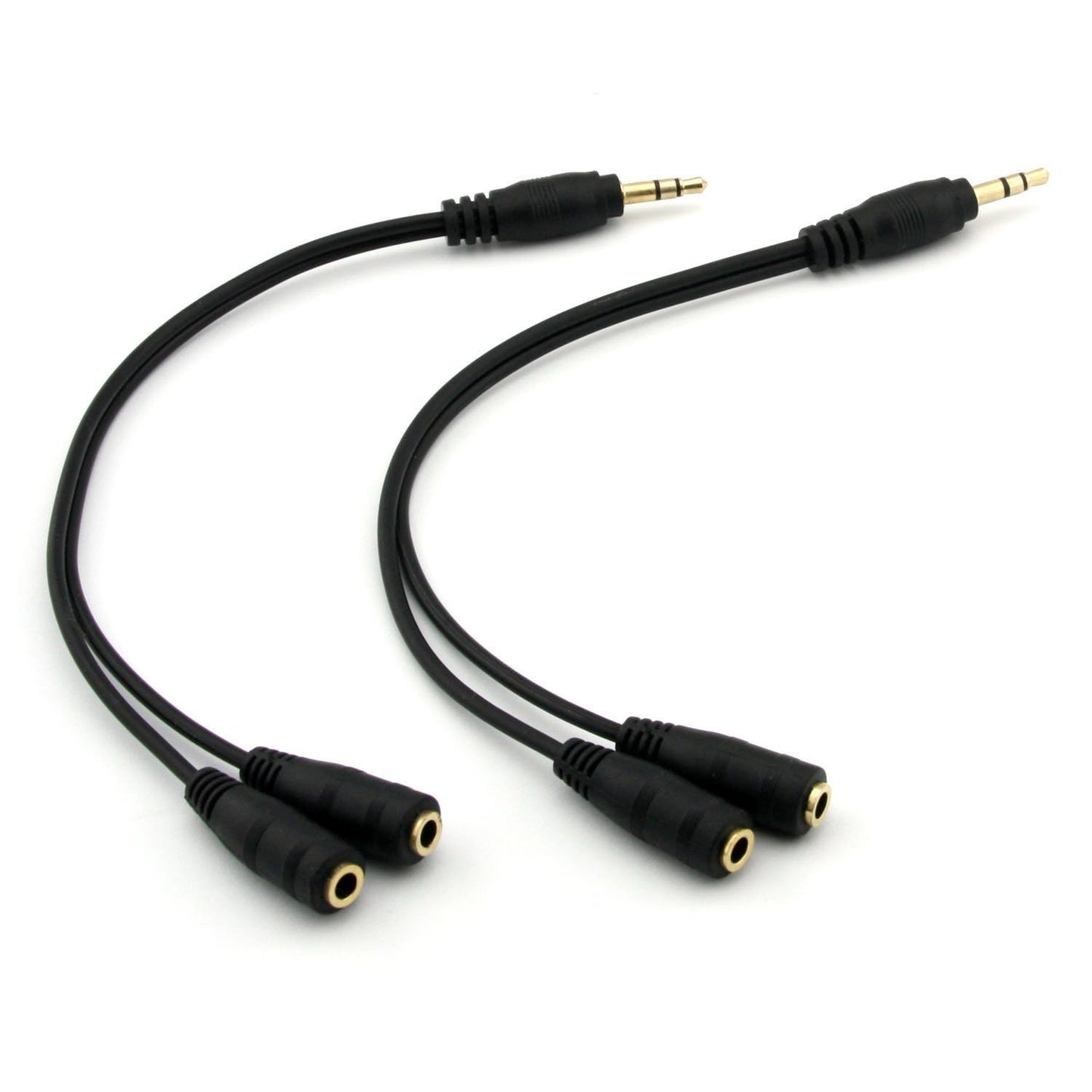 ONXE 2-Pack Gold Plated 3.5mm Stereo Jack Splitter Cable Adapter Connectors ,3.5mm Male To 2 X Female - for Connecting External Speakers or Use Both