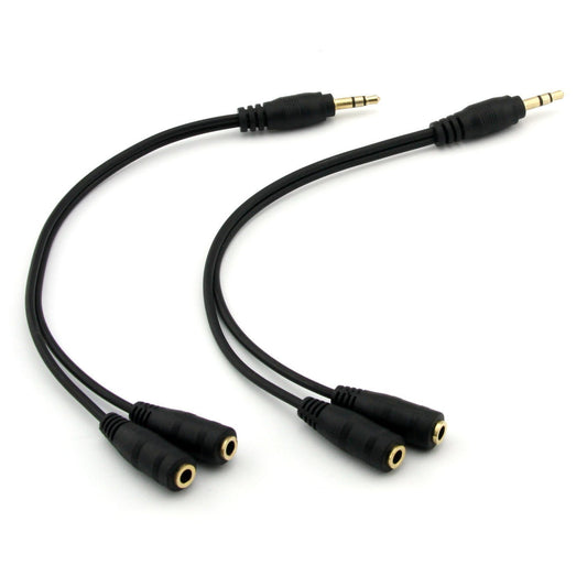 ONXE 2-Pack Gold Plated 3.5mm Stereo Jack Splitter Cable Adapter Connectors ,3.5mm Male To 2 X Female - for Connecting External Speakers or Use Both