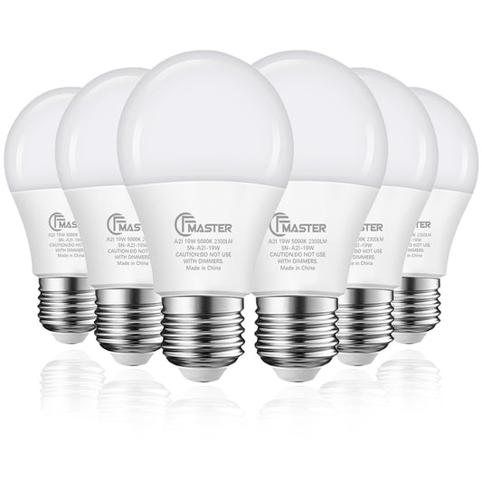 JIANGSILING A21 LED Light Bulb, 150W Equivalent Light Bulbs, 19W 5000K Daylight, 2300 Lumens, Non-Dimmable LED Bulb, E26 Standard Base for Indoor