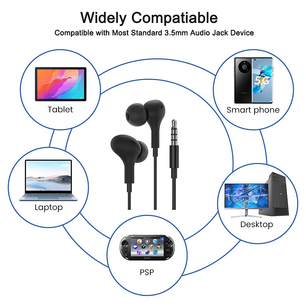 Noise Isolating Wired Earbuds Headphones Earphones w/Microphone Compatible with Samsung Galaxy A16 A15 A14 A06 A05 A03S A25 A26 S10 S9 Plus S10e…