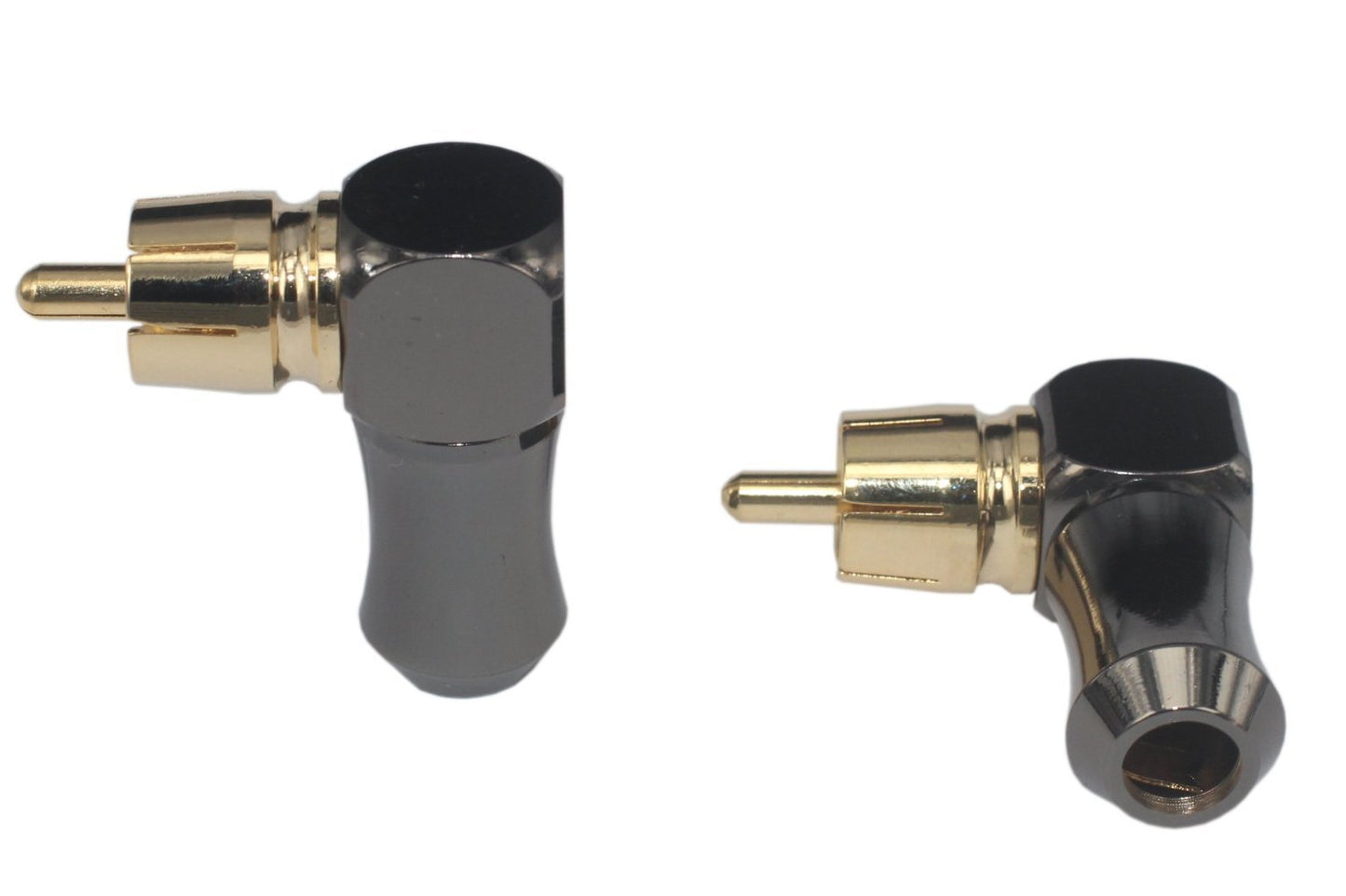 [2Pcs 90° Angle] Hi End RCA Male Plug Adapter Audio Phono Gold Plated Solder Connector KK-01