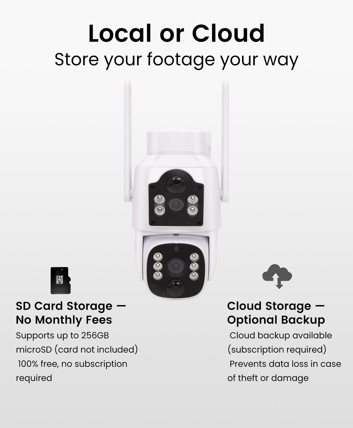 CasaCam SolCam | Solar Security Camera Wireless Outdoor | Home Security, Dual Lens 2K+2K, Auto Tracking, AI Human Detection, Color Night Vision