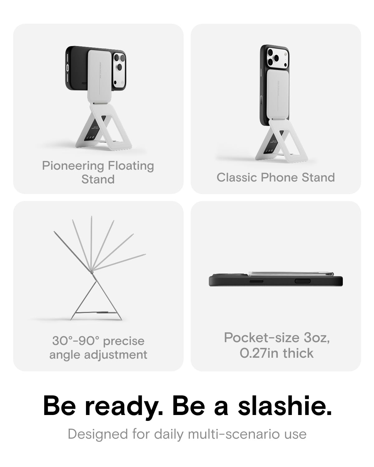MOFT Phone Tripod Stand Selfie Stick for iPhone, Multi-Angles iPhone Stand, Lightweight & Portable Phone Holder, Strong Magnets, MOVAS Vegan Leather