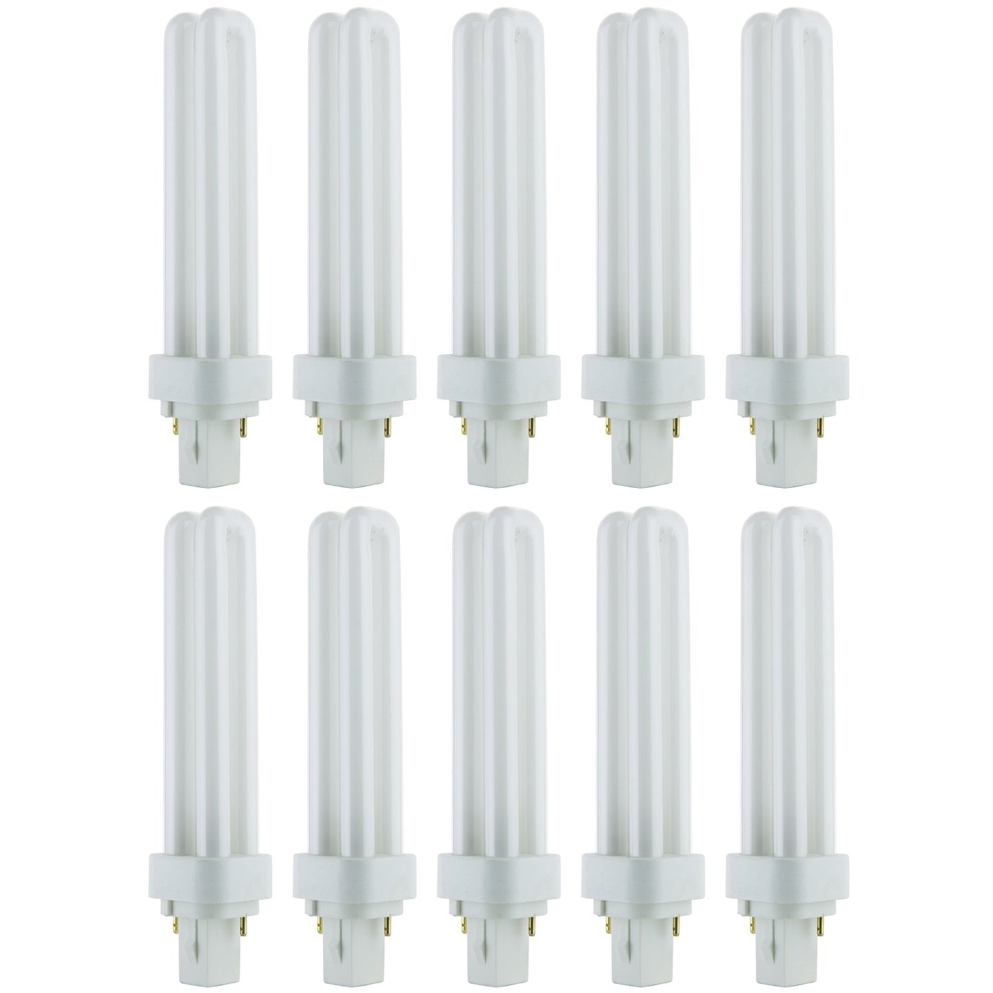 Sunlite PLD18/SP35K Compact Fluorescent Double U-Shaped Twin Tube Bulb, 18 Watts, 2-Pin G24d2 Base, 1080 Lumens, 3500K Neutral White, 80 CRI, 10 Pack