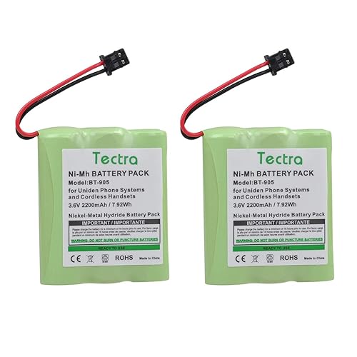 Tectra 2-Pack BT-905 Cordless Phone Battery for Uniden BT905 BT-800 BT-1006 BBTY-0444001 BBTY-0449001 Panasonic P-P501 P-P508 AT&T 200 24032 Cordless