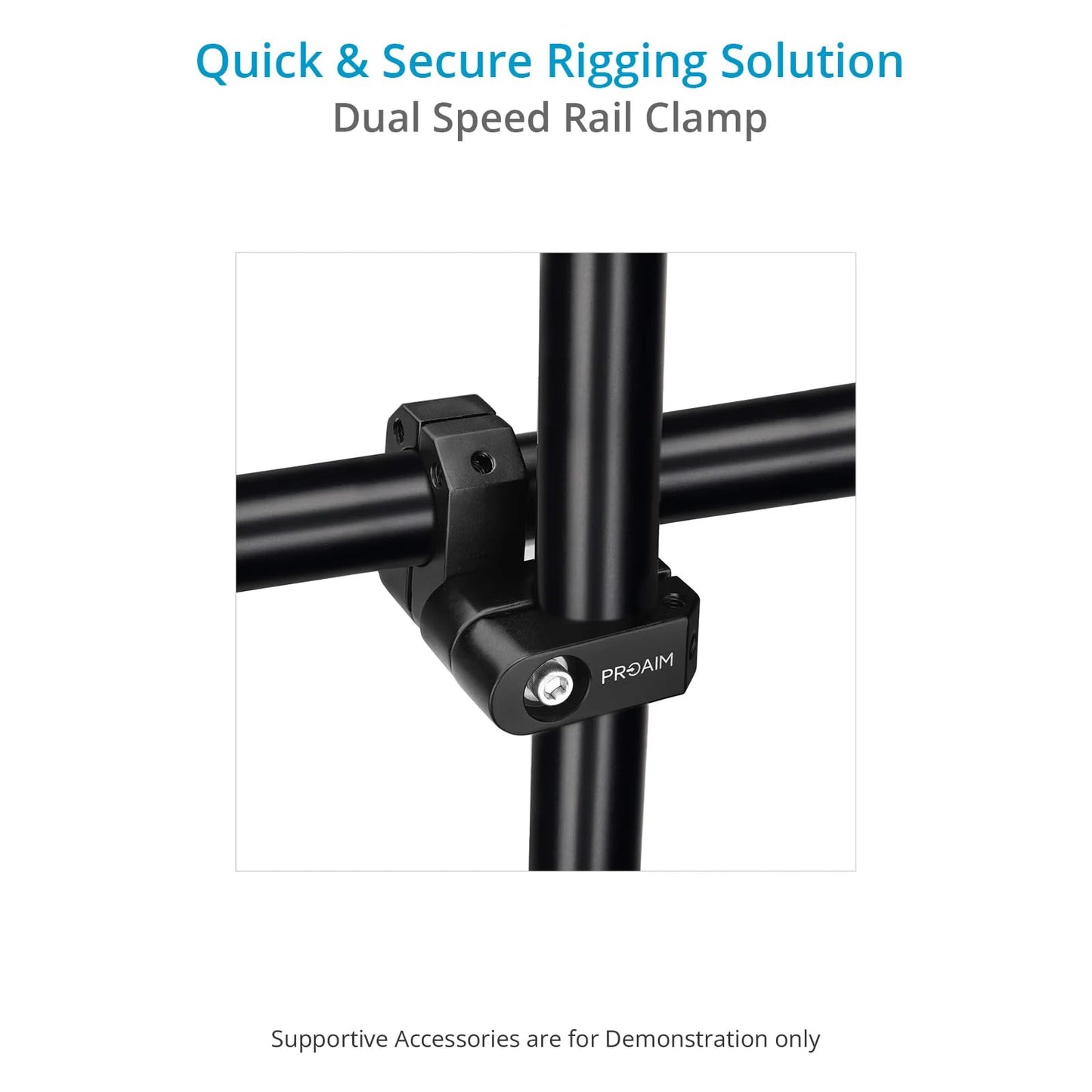 PROAIM 360° Rotating Speed Rail Clamp for Rigging Camera Car. Fits 42mm/1.65” Scaffold Poles. Aluminum Made, Lightweight with 3/8”-16 Threaded Holes.