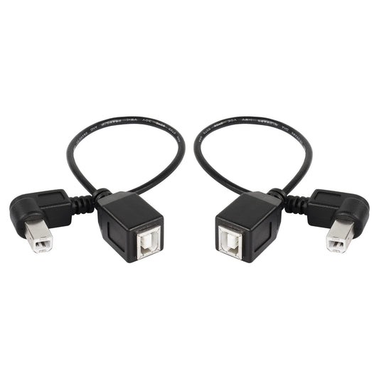 SinLoon USB 2.0 Type-B Printer Cable, 2-Pack USB B Female to Left Angle & Right Angle B Male Printer Extension Cable, for Scanner, Mobile HDD and More