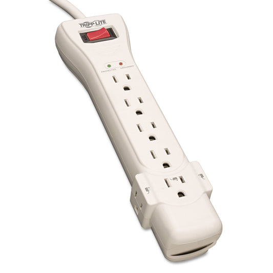 Eaton Tripp Lite Series SUPER7 Flat Plug Power Strip Surge Protector, 7 Outlets, 7ft Extension Cord, 2160 Joules, UL Listed & Certified, White
