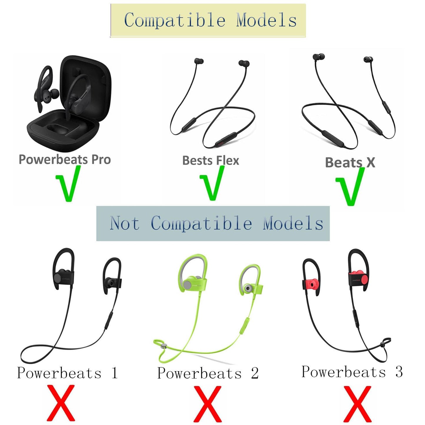 Replacement Eartips Compatible with Powerbeats Pro, Replacement Earbuds Silicone Ear Tips Eargels Set - Small, Medium, Large and Double Flange (4