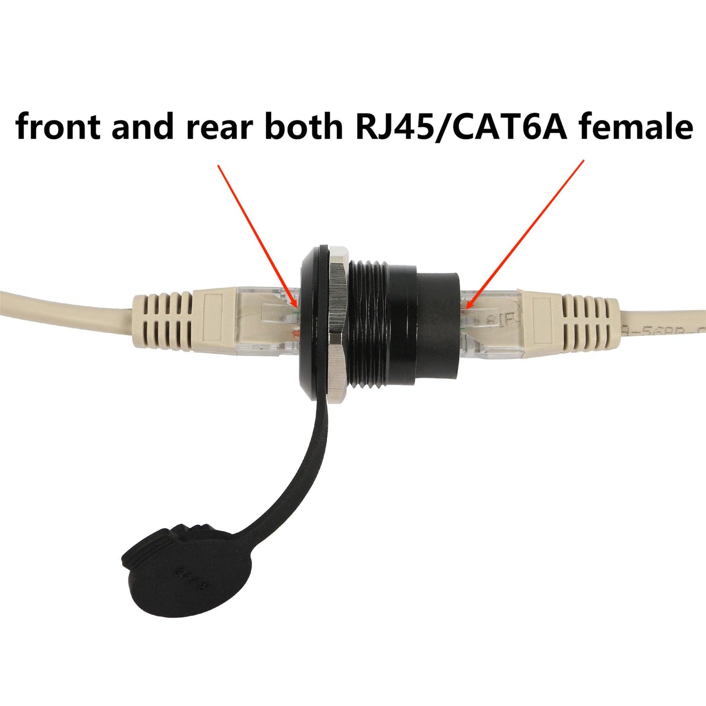 QIANRENON RJ45 Shielded Panel Mount Coupler, Cat6A Female to Female Pass Through Connector, Ethernet RJ45 500MHz Bulkhead Extension Interface Adapter