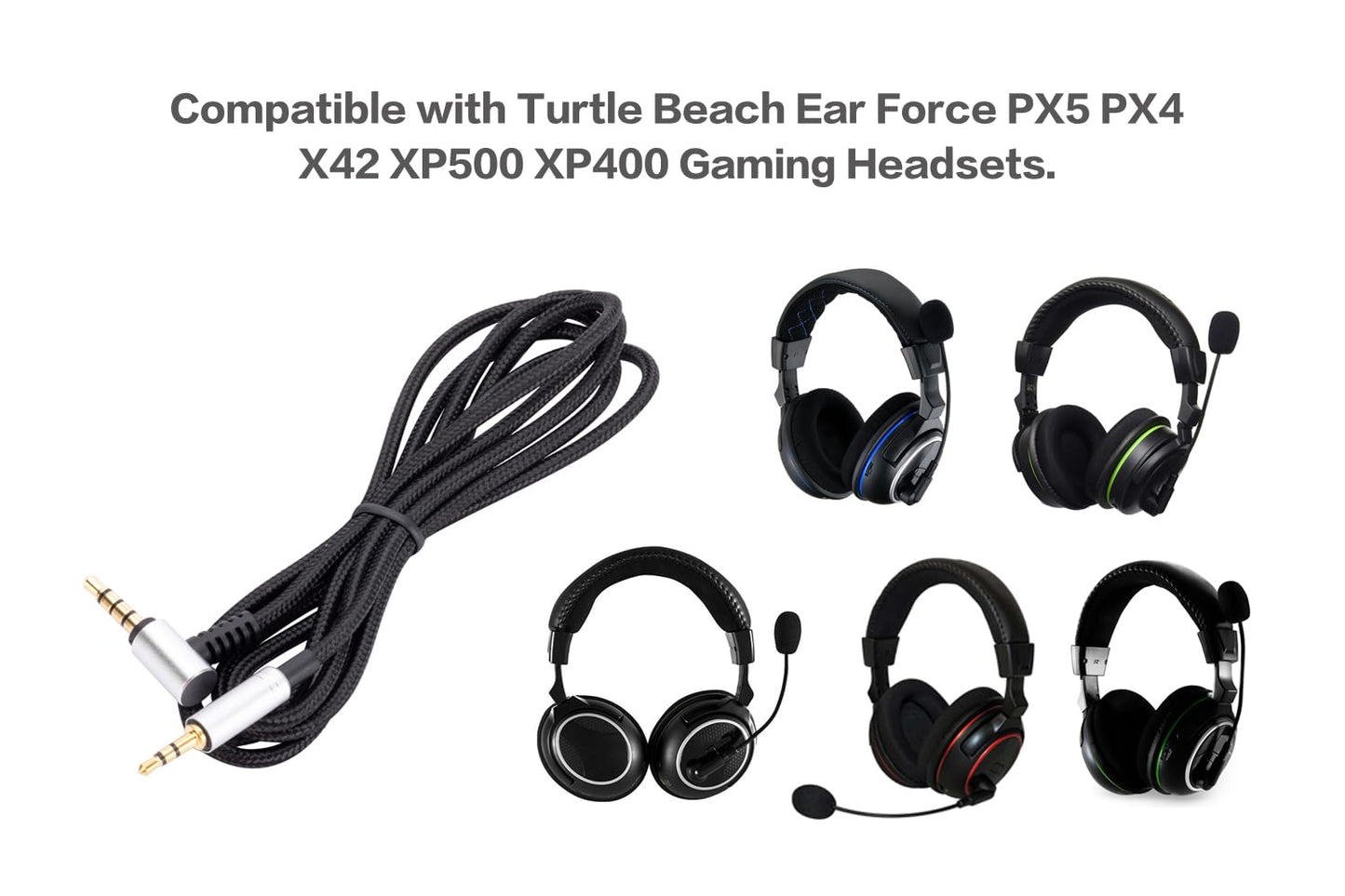 UNCLE LIGHT Ear Force PX5 PX4 X42 XP500 XP400 Replacement Cable, Compatible with Turtle Beach PX5 PX4 XP500 XP400 X42 Gaming Headsets, 3.5mm to 2.5mm…