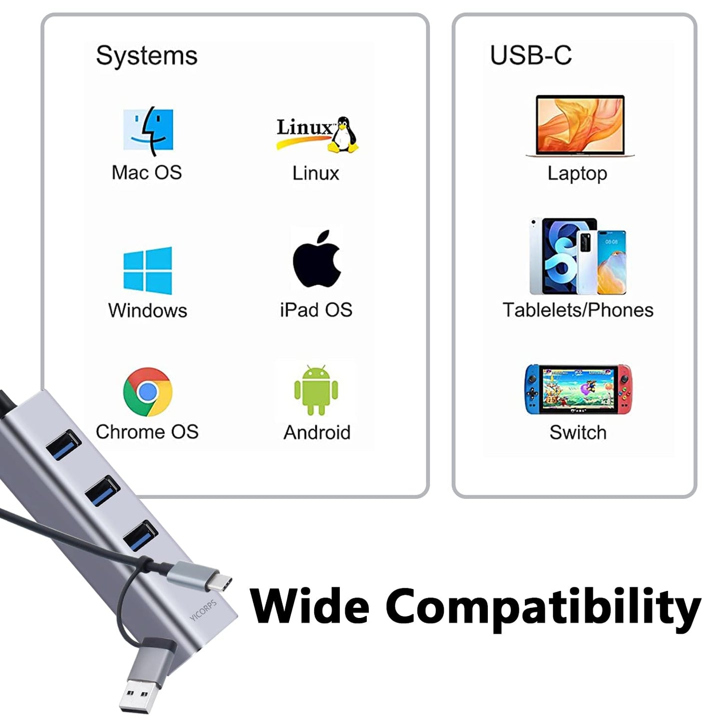 USB C to Ethernet Adapter YICORPS 3 Port USB 3.0 Expander Hub to RJ45 LAN with Gigabit Ethernet LAN Adapter for MacBook/Windows 10/8.1/Surface