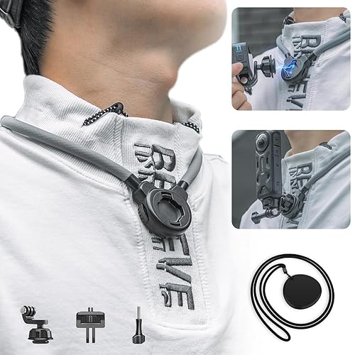 SUREWO Magnetic Neck Holder Mount for Gopro, POV Necklace Mount Quick Release Hands Free Mounting for Go Pro Hero 13/12/11/10/9/8/7 Black,DJI Osmo