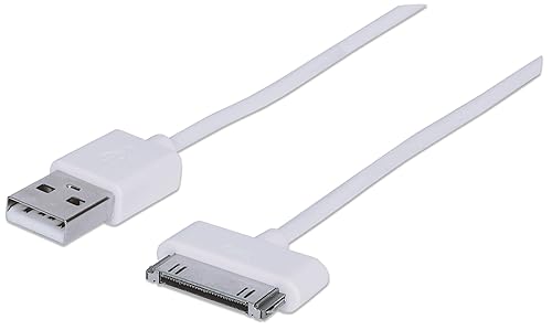 Manhattan 391856 A Male to 30-Pin Male, iLynk USB Cable for iPhone, iPod, White (4 feet)