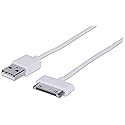 Manhattan 391856 A Male to 30-Pin Male, iLynk USB Cable for iPhone, iPod, White (4 feet)