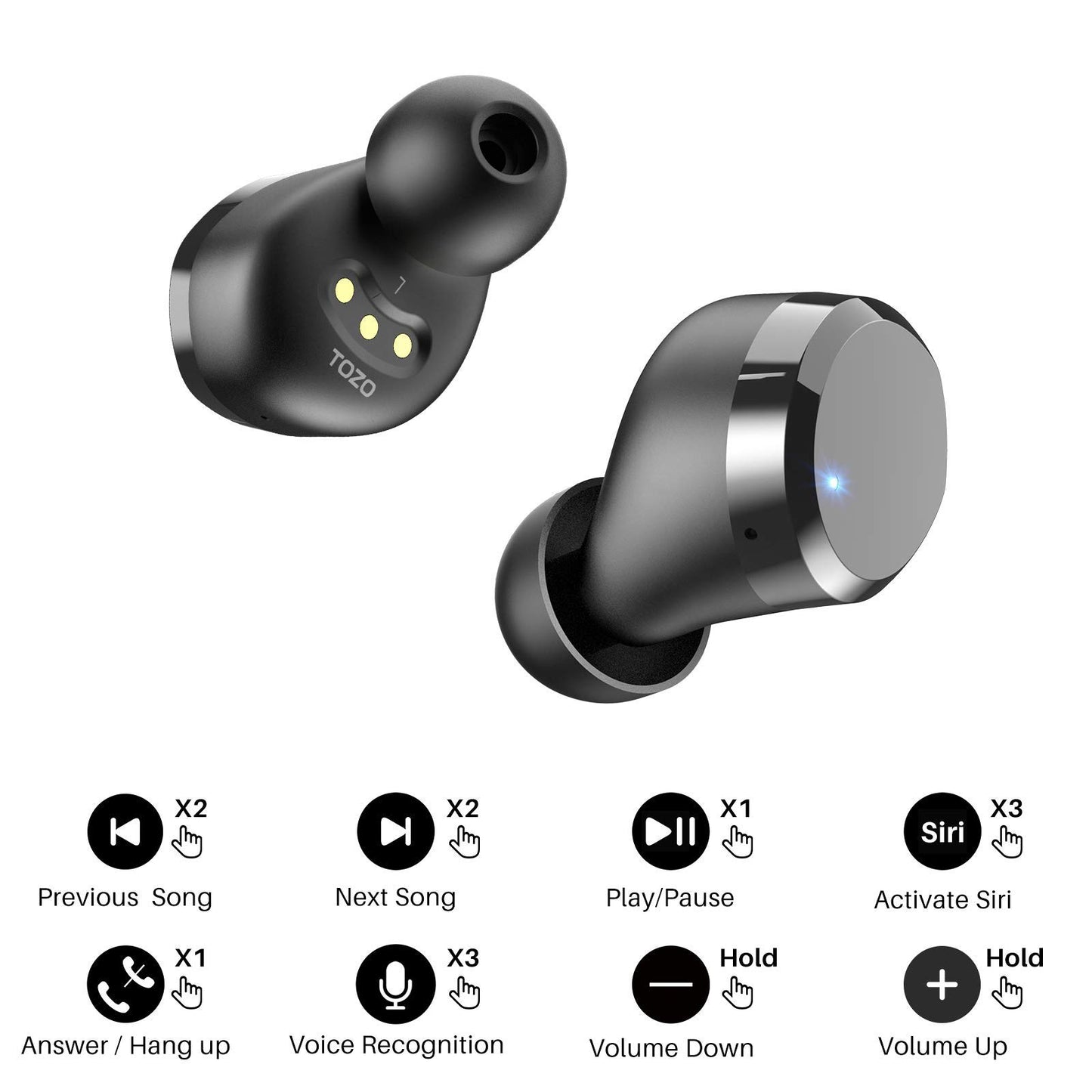 TOZO T12 Wireless Earbuds Bluetooth 5.3, Premium Sound, LED Digital Display