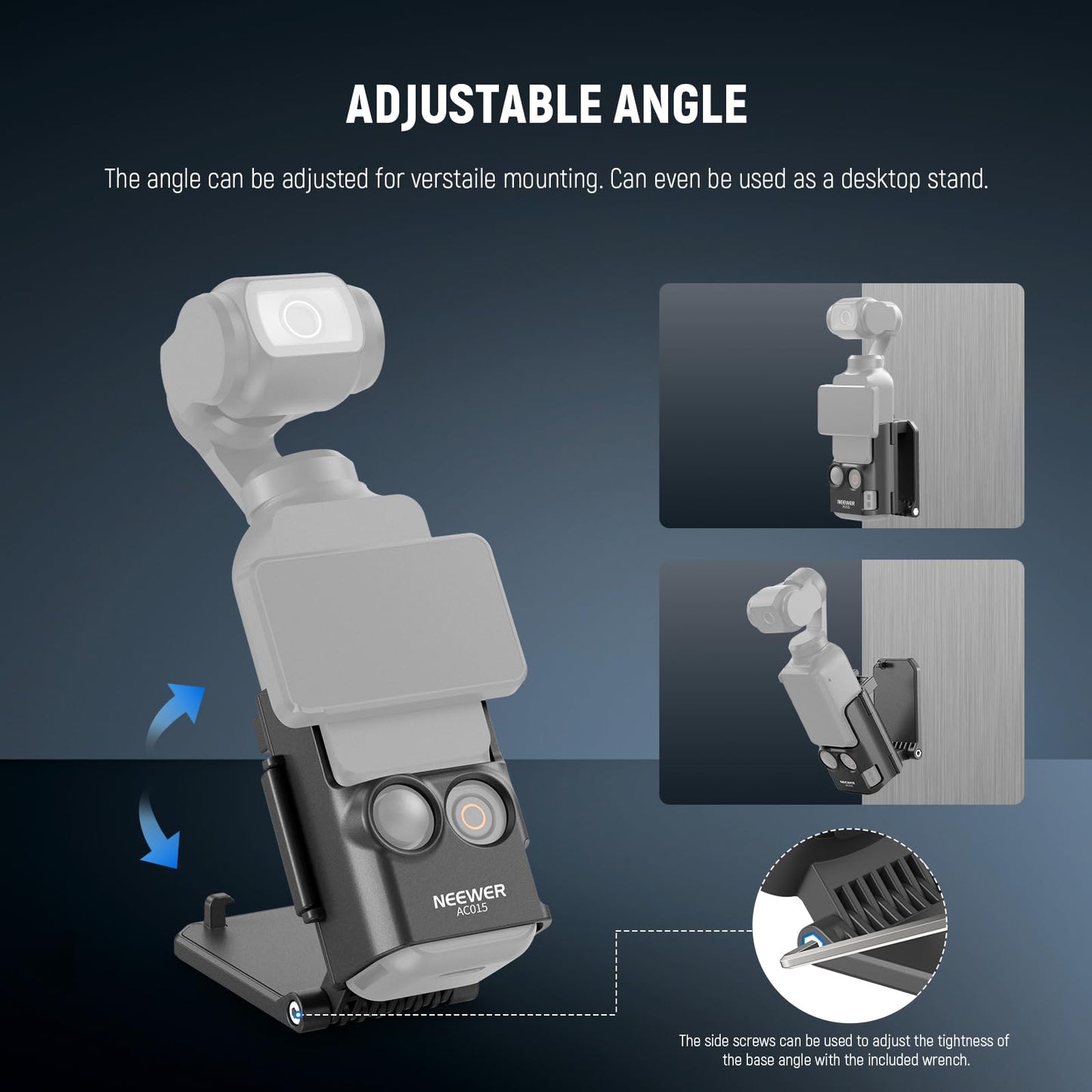 NEEWER Basics Magnetic Mount Stand Compatible with DJI Osmo Pocket 3, 180° Adjustable Plastic Camera Holder, Multifunction Accessories Expansion