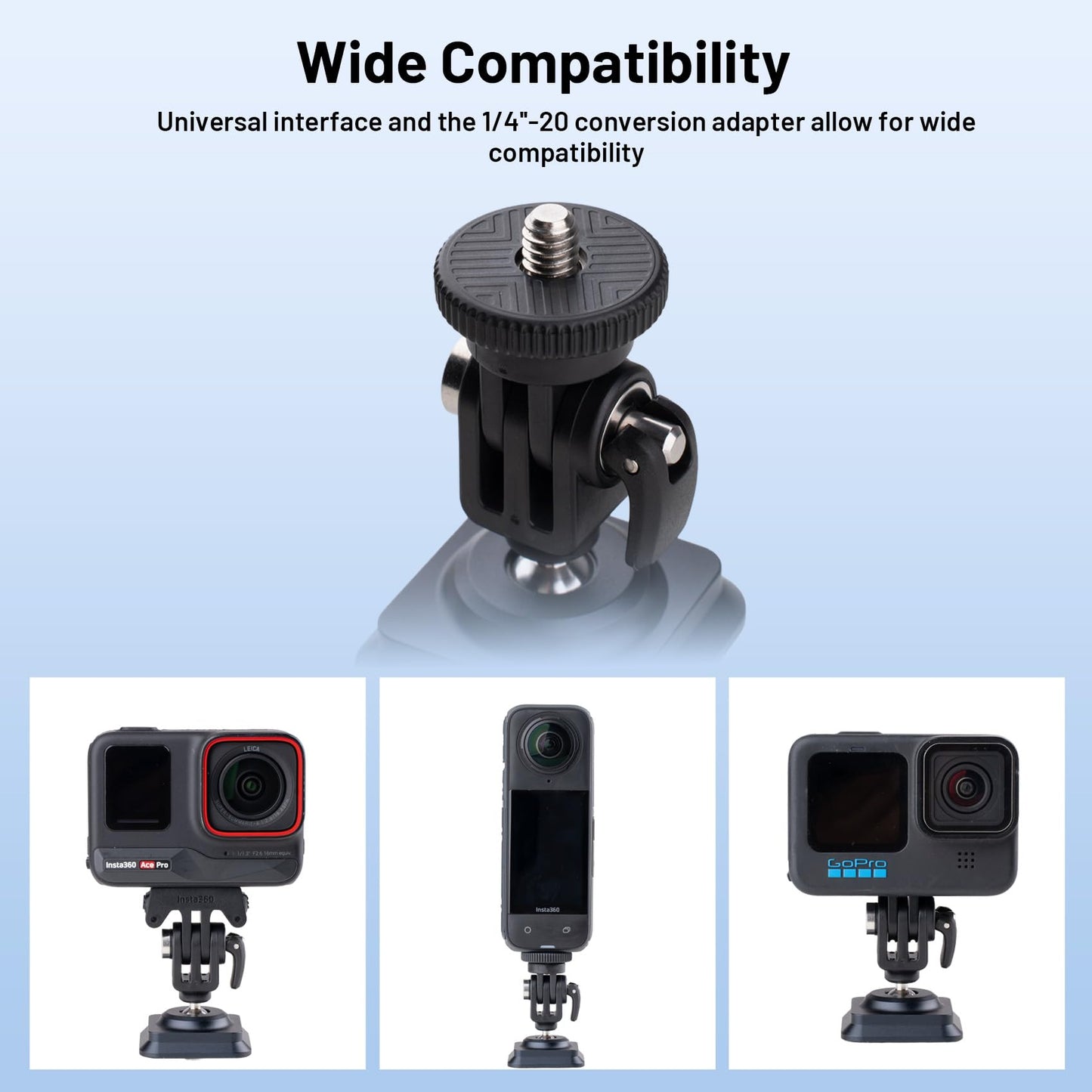 PGYTECH Action Camera Arca-Type Quick Release Plate, Aluminum Alloy Action Camera Mount for Gopro/Insta360/DJI Osmo Action/Pocket Most Action Cameras