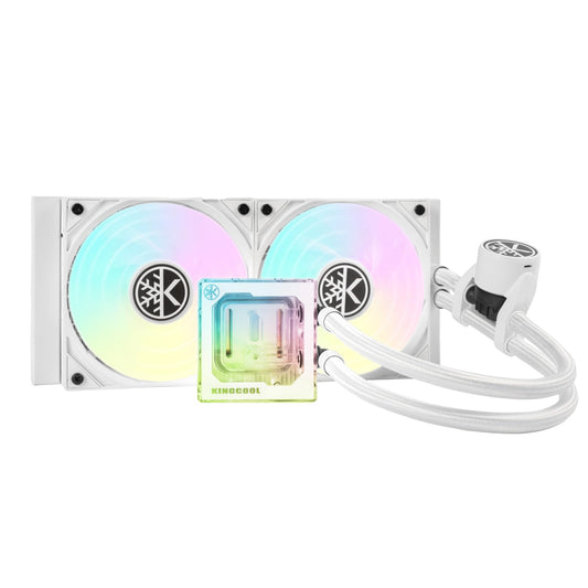 KINGCOOL Pure Flow 240mm AIO CPU Liquid Cooler, Enhanced 4500RPM Pump, Transparent Water Block, 2x120mm ARGB PWM Fans, Aluminum Radiator, Compatible