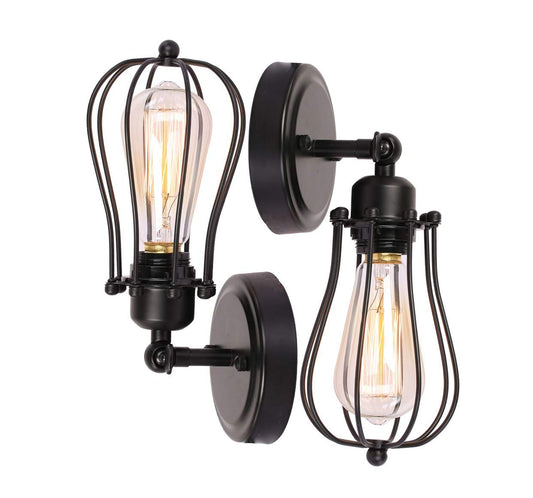 BRIGHTESS #06 Wire Cage Pendant Fixture Wall Mount Set of 2 Packs Black Industrial Vintage Edison Indoor Hardwired Finish(2packs)