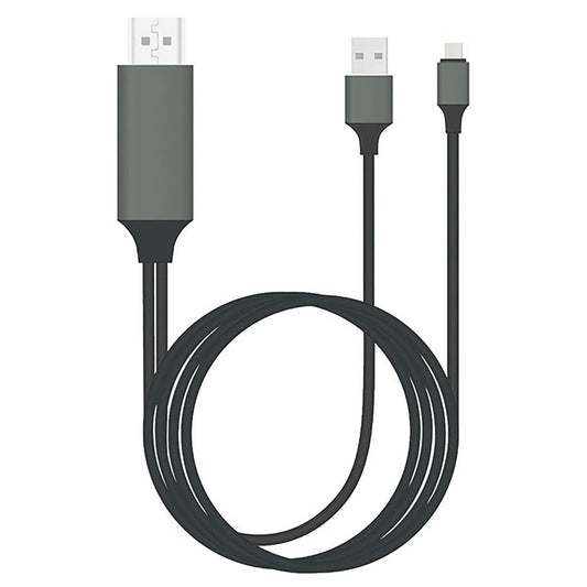 Powered USB Type-C 4k HDMI Cable Compatible with Samsung Galaxy A51 5G Plus USB Charging at Max 2160p@60Hz, 6Ft/2M Cable [Gray, Thunderbolt 3]