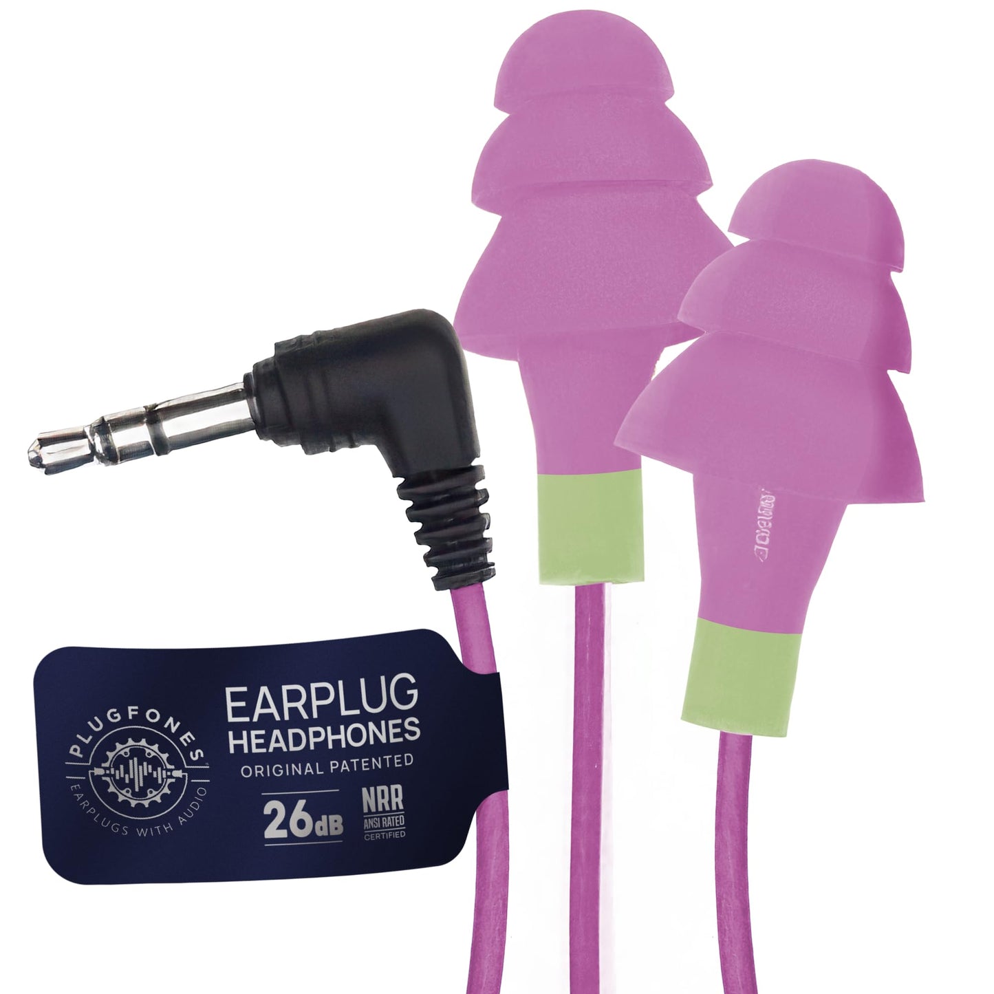 Plugfones Basic Earplug Headphones Earplug-Earbud Hybrid - 26 dB Noise Reduction Rating - Noise Reducing Work Headphones OSHA Compliant Earphones