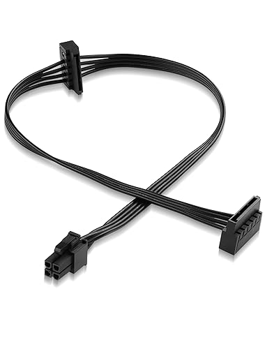 ELFJMZP ATX 4PIN to Dual SATA 15 PIN Adapter Extension Cable for Mechanical HDDs SSDs DVD/CD-ROMs (17.9 in./45.5 cm)