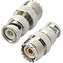 Boobrie 2pcs BNC UHF RF Coaxial Coax Adapter SO239 UHF Female to BNC Male Connector Low Loss Ham Radio Coax Adapter for RF Antennas/Wireless LAN