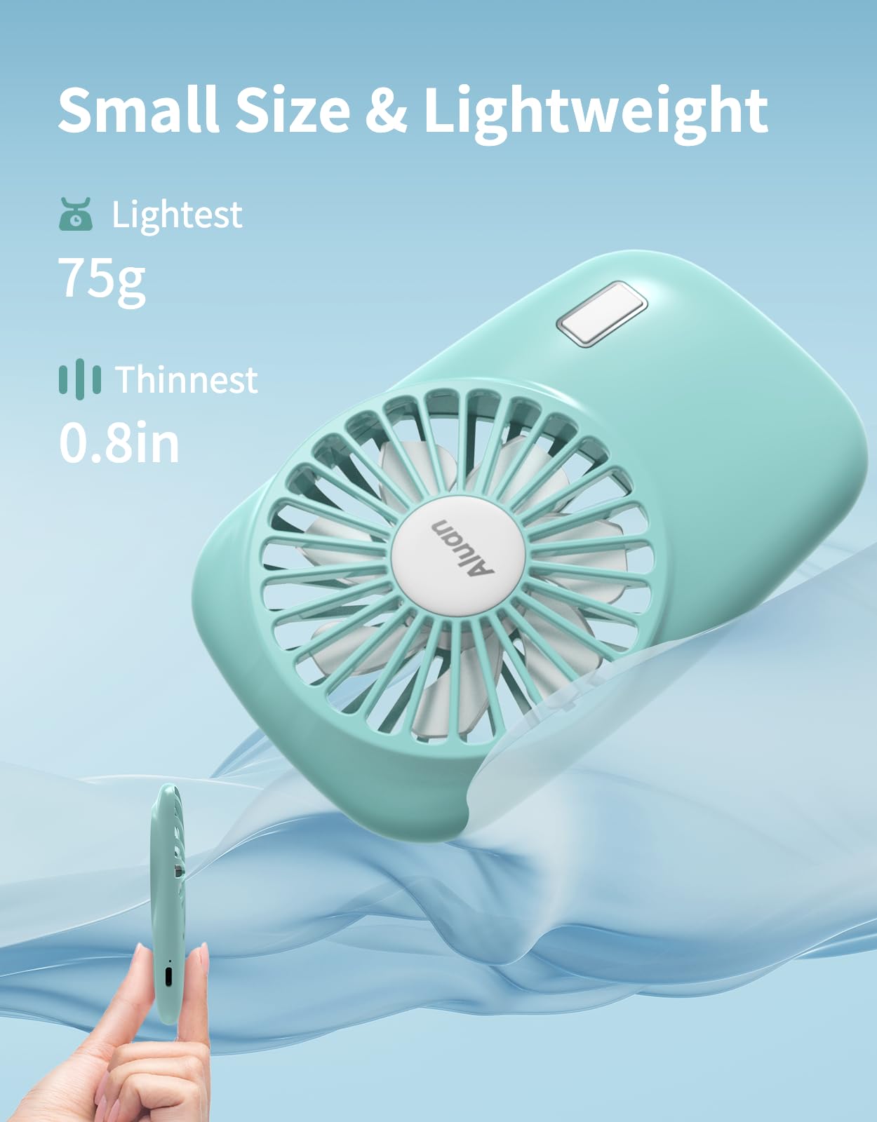 Aluan Portable Handheld Mini Fan Powerful Small Personal Rechargeable Fan