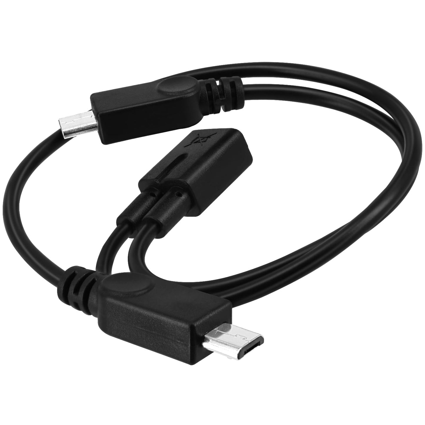 BERANMEY Micro USB 1 to 2 Splitter Cord, 2 Pack 0.3m/12inch Micro USB Female to Dual Micro USB Male Splitter Extension Charging Adapter Charge Cable