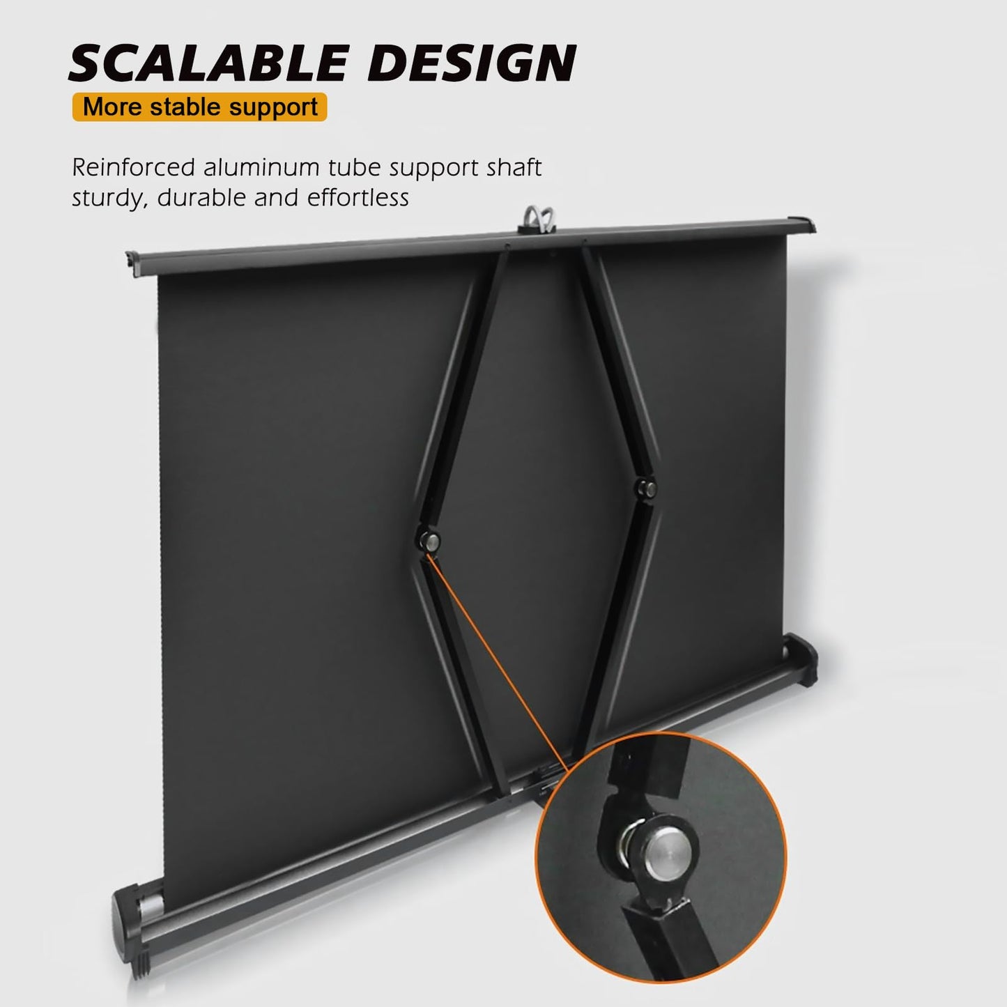 Tecdigbo 50 Inch Projector Screen Pull Down, 16:9 Projector Screen Retractable Tabletop Screen Tripod Stand for Home Theater Meeting Room, School