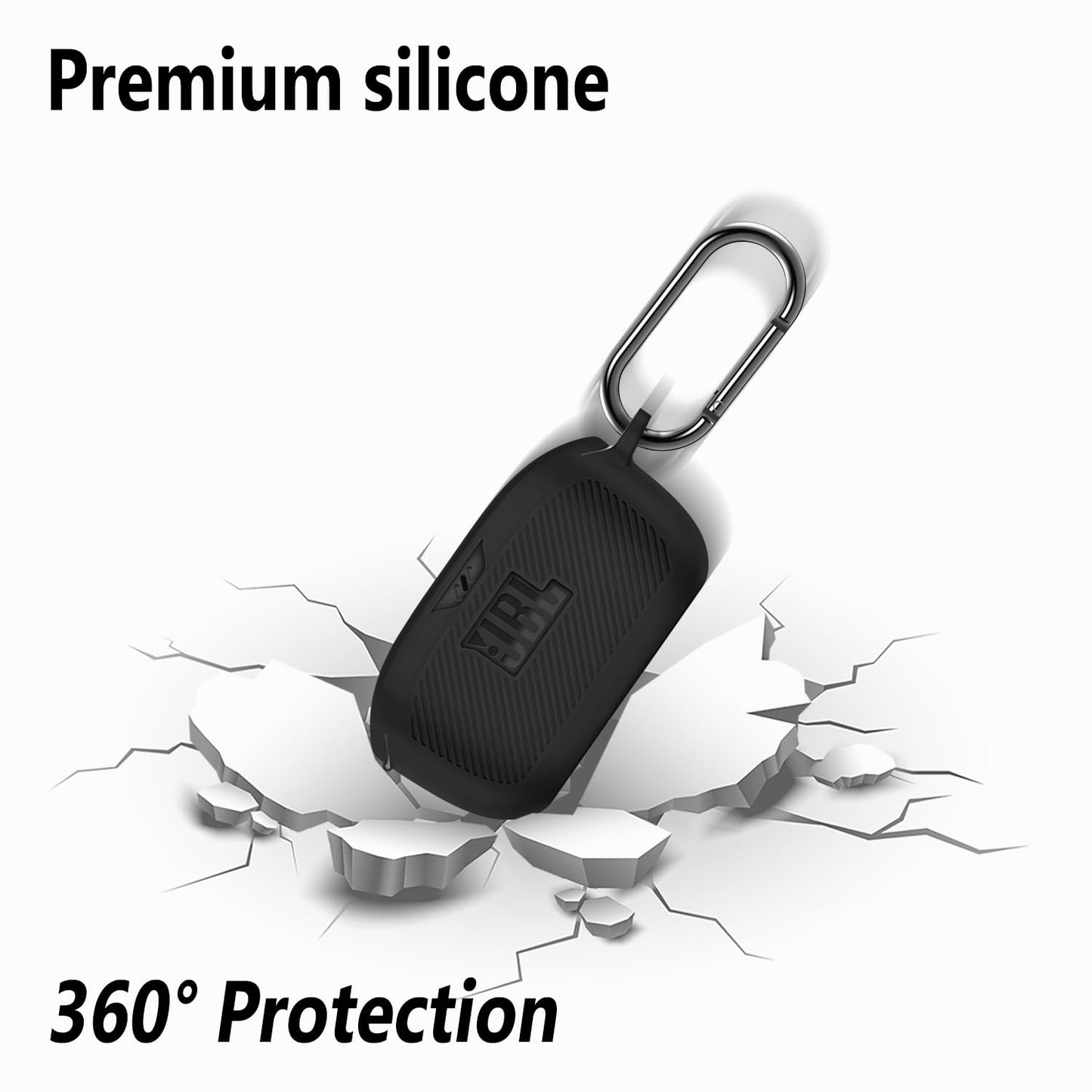 Geiomoo Silicone Case for JBL Vibe Buds 2, JBL Vibe Buds, Protective Cover with Carabiner (Black)