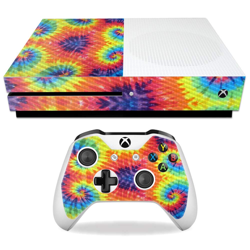 MightySkins Carbon Fiber Skin for Microsoft Xbox One S - Tie Dye 2 | Protective, Durable Textured Carbon Fiber Finish | Easy to Apply, Remove,