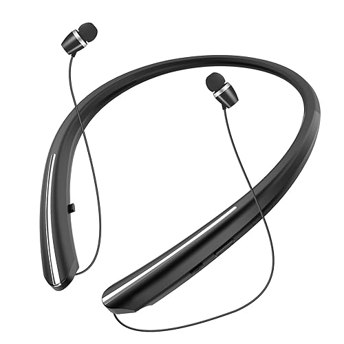 Tyxmere Bluetooth 5.0 Neckband Bluetooth Headphone, Sweat Resistant Noise Cancelling Stereo Headphones, and Retractable Ear Tips for Music…