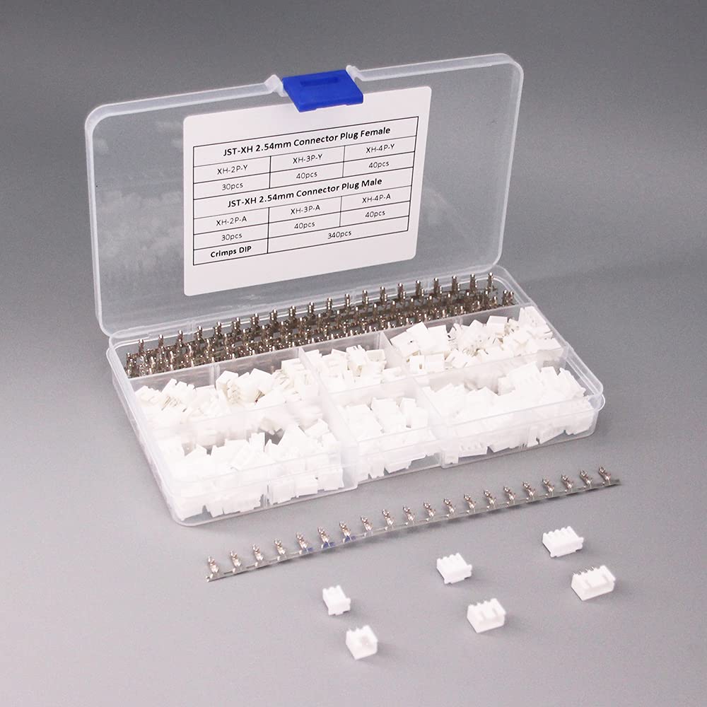 RFaha 560pcs JST-XH Connector Kit 2.54mm 2/3/4 Pin Female Header Plug JST XH Adapter Housing Cable Socket Male Female Crimp DIP Kit(XH#2-4)