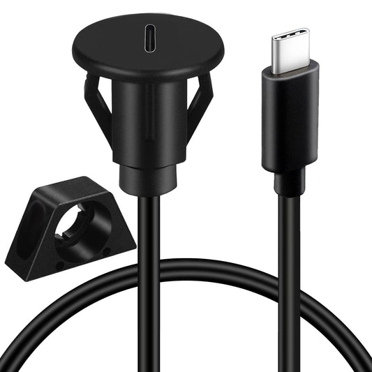 BATIGE Small Type C 3.0 Car Flush Mount Cable USB C 3.0 Panel Mount Male to Female Extension Cable for Car Truck Boat Motorcycle Dashboard 3ft