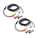 Flashmen 2-Pack 25ft HD Video Power Security Camera Cables Pre-Made All-in-One Extension Wire Cord with BNC Connectors for CCTV Security Camera Black