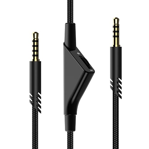 Tonmom Replacement for Astro A40 Cord, A10 Headset Cable Braided Wire, 6.5 Feet/2.0 M Volume Control Cable Compatible with Astro A40TR/A40/A10 Gaming