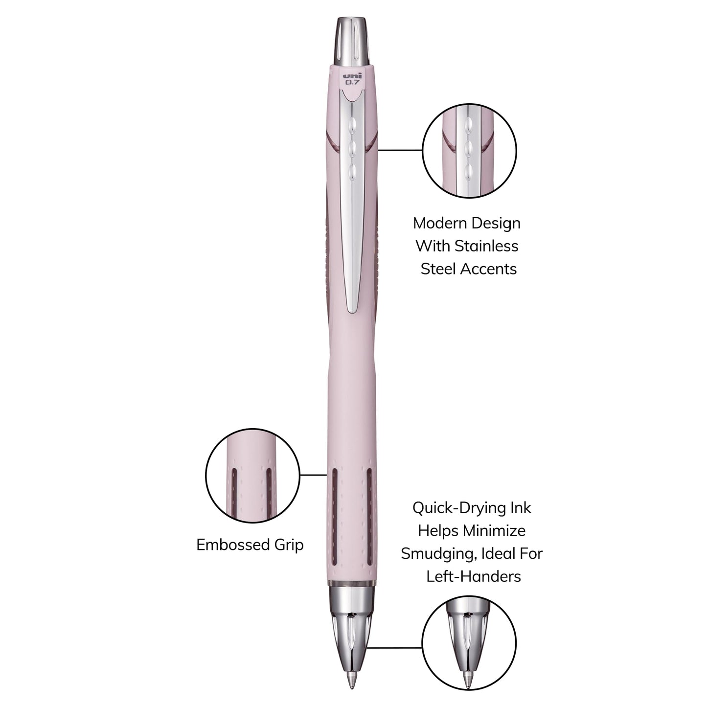 Uni-Ball Jetstream RT Ballpoint Pen, Fine Point (0.7mm), Lavender Barrel, Black Ink, 6 Pens